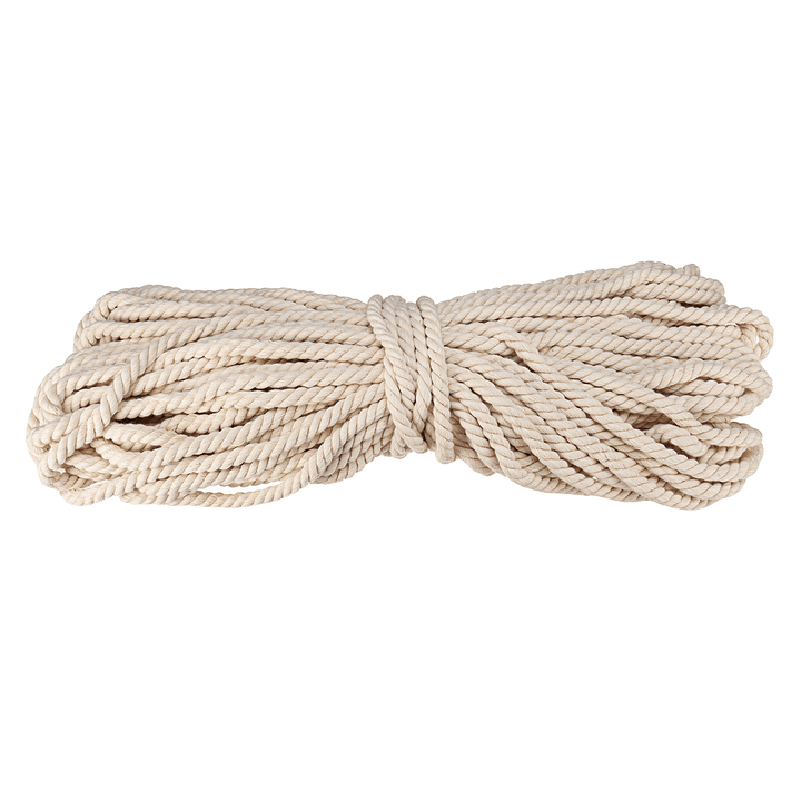 Cotton Rope 8Mm Natural Beige Twisted Cord DIY Craft Macrame Handmake String 45M Decorations - Trendha