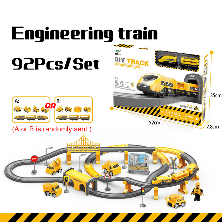 66/92 Pcs Multi-Style DIY Assembly Track Train Increase Parent-Child Interaction Toy Set with Sound Effect for Kids Gift - Trendha
