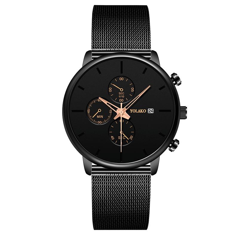 YOLAKO A0543 Masculino Fashion Luminous Calendar Men Stainless Steel Strap Quartz Watch - Trendha