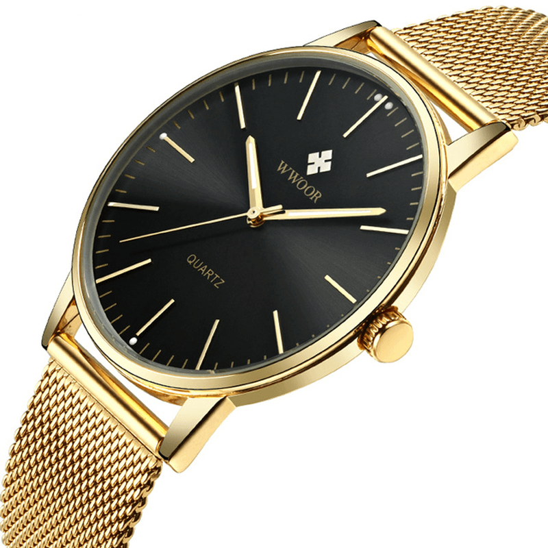 WWOOR 8832 Casual Style Full Steel Men Wrist Watch Luminous Display Clock Quartz Watch - Trendha