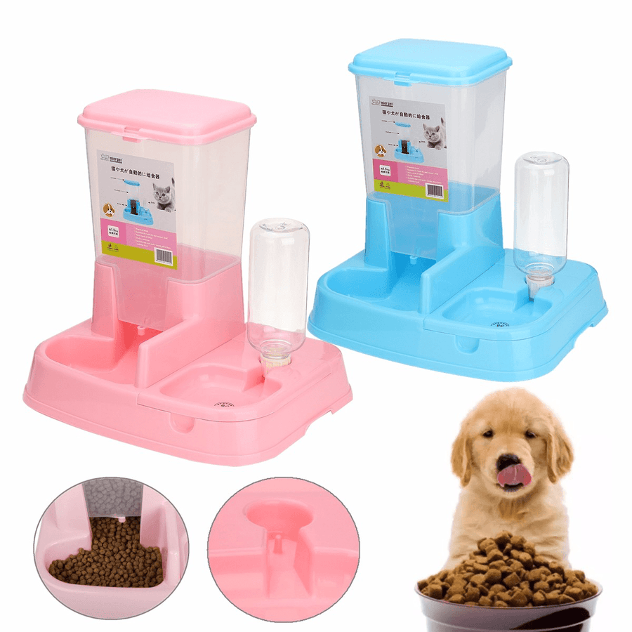 Pet Cat Dog Automatic Water Drinker Dispenser Food Feeder Dish Bowl Bottle Pet Bowl - Trendha