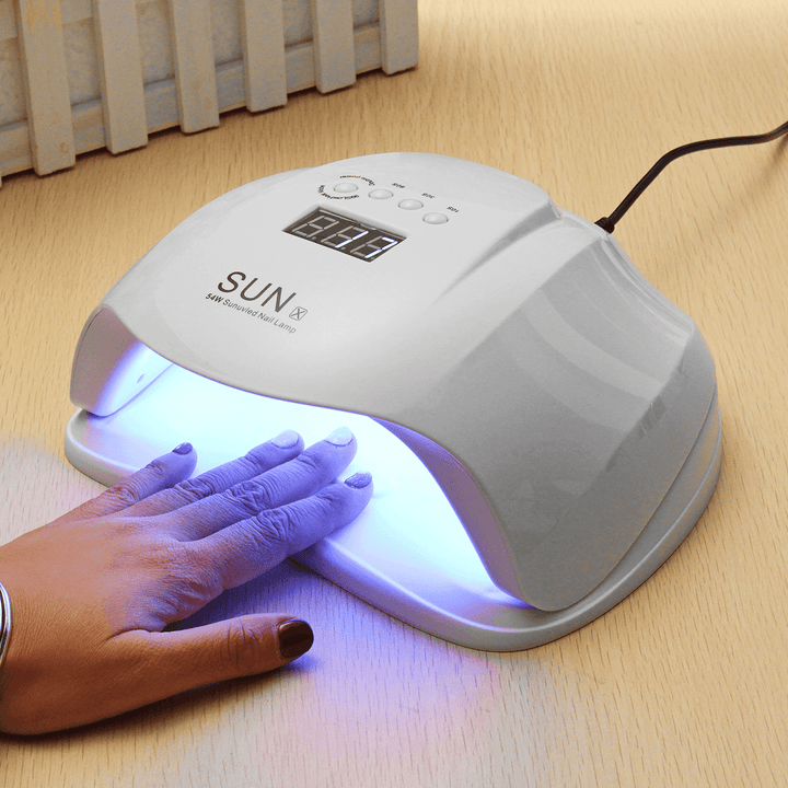 54W White LED UV Lamp Time Setting Nail Art Dryer Curing Gel Manicure Tools Nails Salon Home - Trendha
