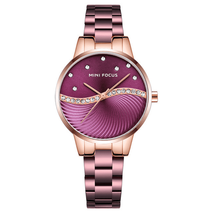 MINI FOCUS MF0263L Simple Deign Elegant Crystal Women Wrist Watch Stainless Steel Quartz Watch - Trendha