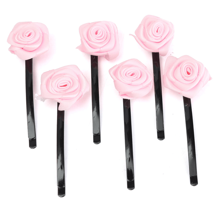 6Pcs Rose Flowers Hair Pins Grips Clips Accessories for Wedding Party - Trendha