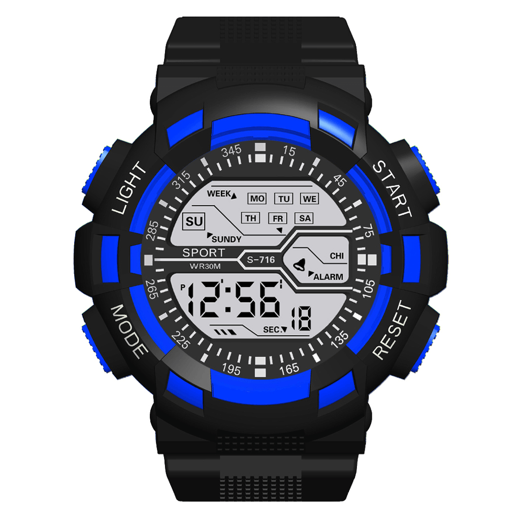 HONHX S716 Fashion Colorful Night Light Men Alarm Clock Week Display Sport Digital Watch - Trendha