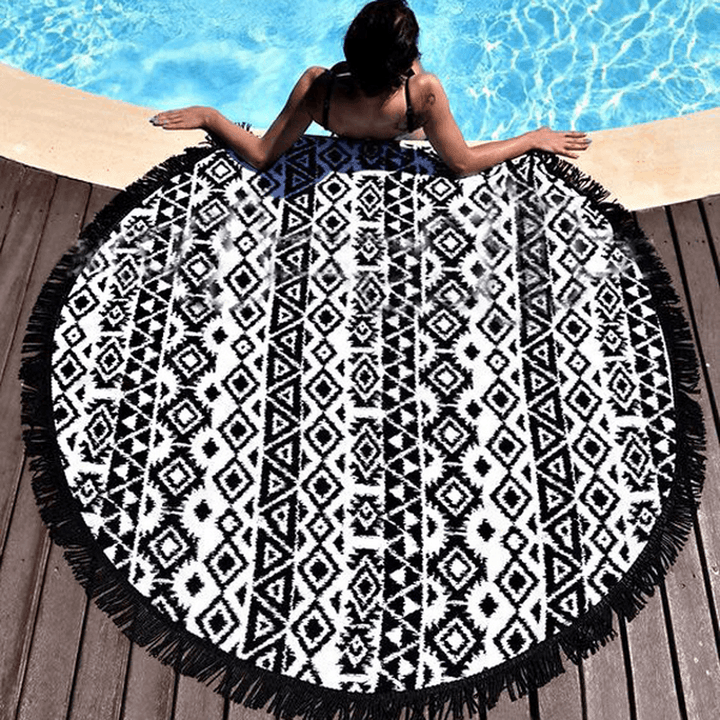 150Cm European Style Thin Polyester Fiber Beach Yoga Towel round Bed Sheet Tapestry Tablecloth - Trendha