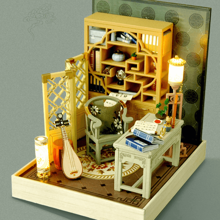 TIANYU DIY Doll House TW37 Ink Color Collection of Qingdai Creative Antiquity Scene Handmade Small House - Trendha