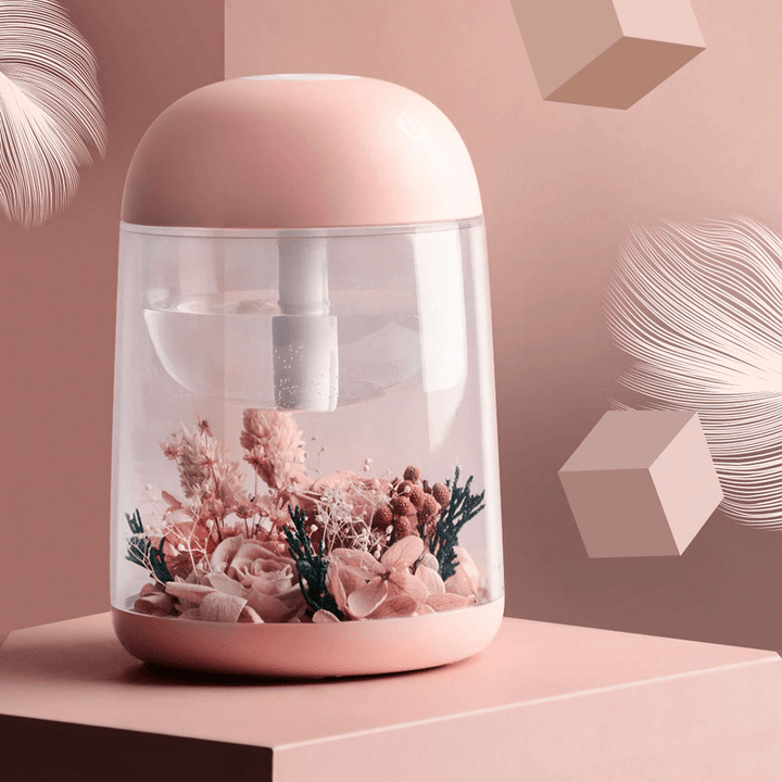 FUN HOME Preserved Flower Humidifier Aroma Diffuser 35Ml/H 4 Colorful Lights Lights Two Gears 180Ml Water Tank Capacity USB Charging for Home Office - Trendha