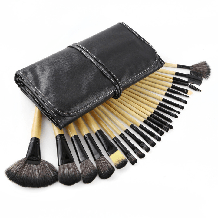 24 Pcs Makeup Brush Set Cosmetics Makeup Brush Kit with Leather Case Foundation Eyeliner Blending Concealer Mascara Eyeshadow Face Powder - Trendha