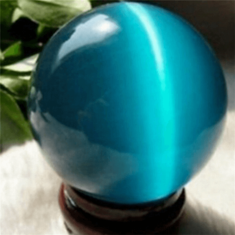 Blue Cat's-Eye Opal Natural Quartz Crystal Hand Healing Stone Ball Sphere Decoration 40mm - Trendha