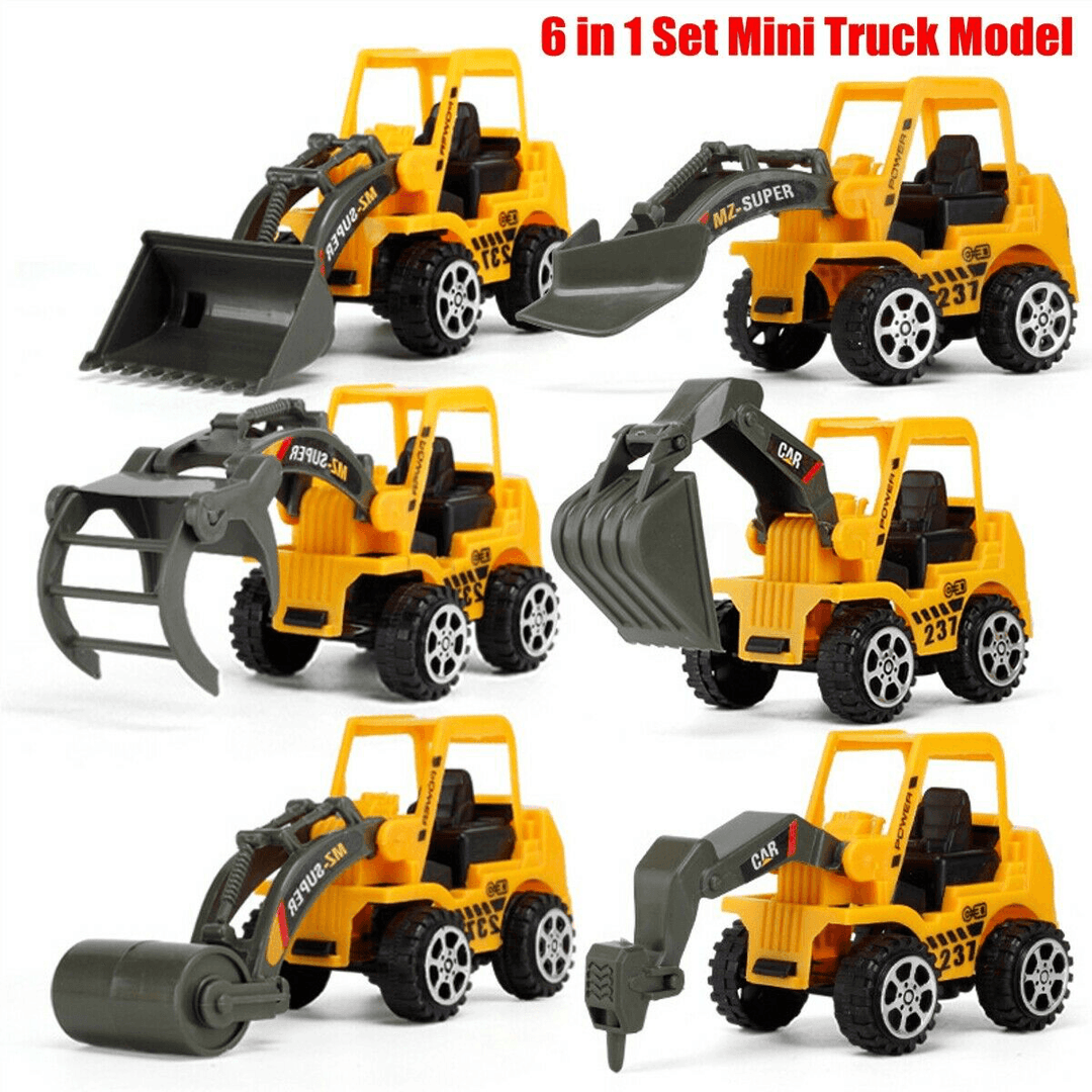 6 PCS Engineering Vehicle Excavator Dozer Toys Vehicle Car Model Kids Gifts - Trendha