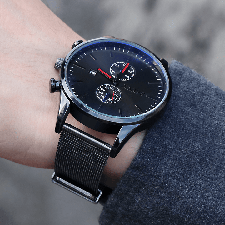SOXY 0163 Mesh Steel Decorative Dial Men Wrist Watch Business Style Quartz Watches - Trendha