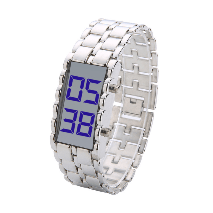Deffrun Full Steel Adjustable Men Wrist Watch LED Display Digital Watch - Trendha