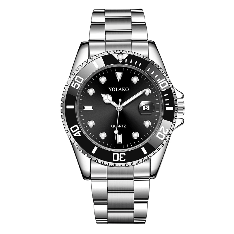 YOLAKO A0454 Classic Fashion Calendar Men Waterproof Stainless Steel Strap Quartz Watch - Trendha