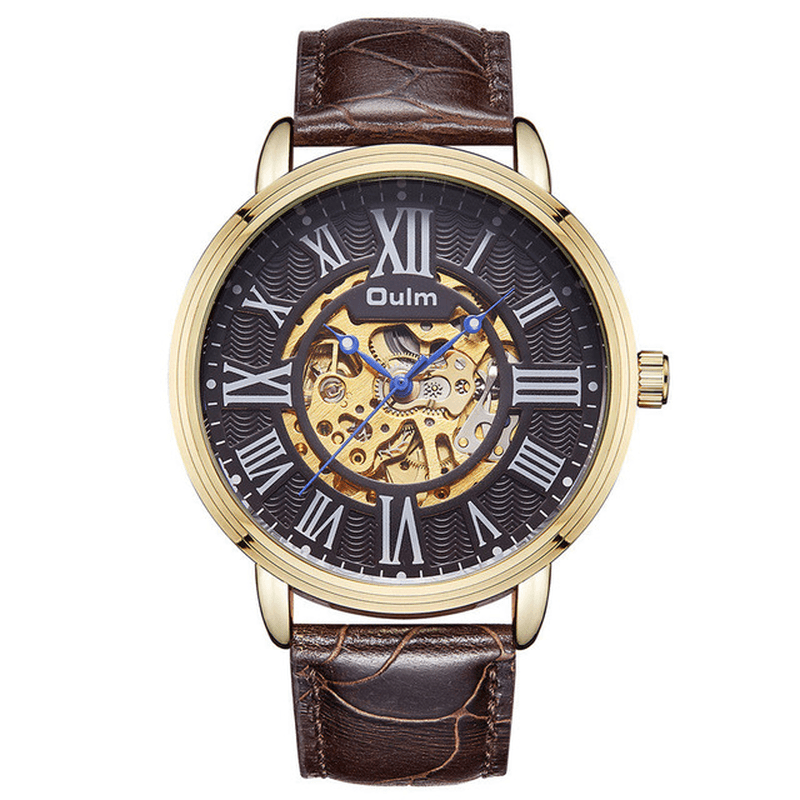 OULM 3688 Genuine Leather Automatic Mechanical Watch Business Style Male Wrist Watch - Trendha