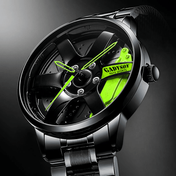 CADYSON A0908 3D Dial Design Fashionable Men Wrist Watch Full Steel Band Quartz Watch - Trendha