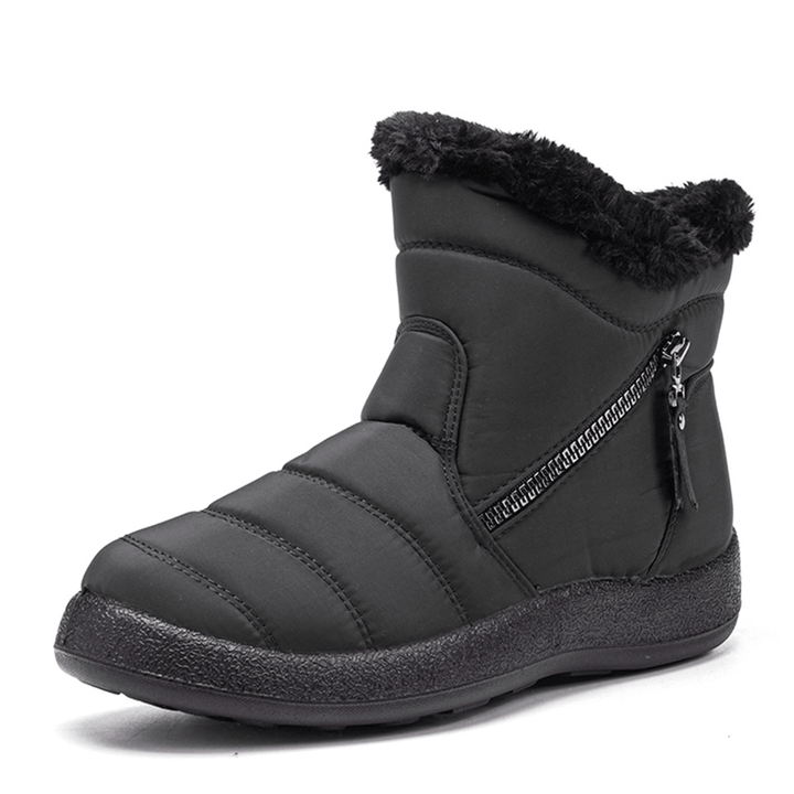 Women'S round Toe Zipper Soft Warm Waterproof Non-Slip Snow Boots - Trendha