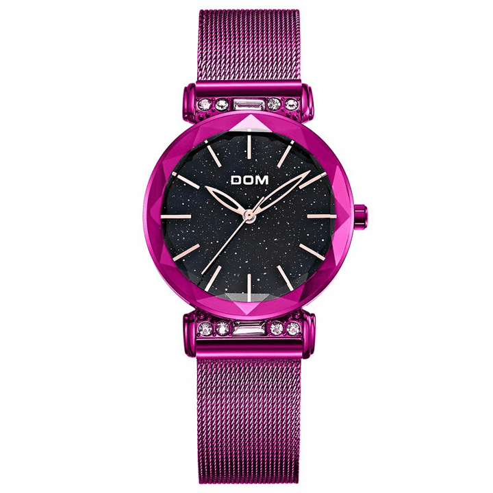 DOM G-1245BK Fashion Women Watch Starry Sky Dial Hardlex Glass Stainless Steel Straps Quartz Watch - Trendha