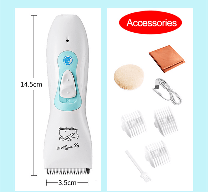 Baby Hair Clipper Set Rechargeable IPX-7 Waterproof Child Hair Trimmer Home Use DIY Hair-Cutting Set - Trendha