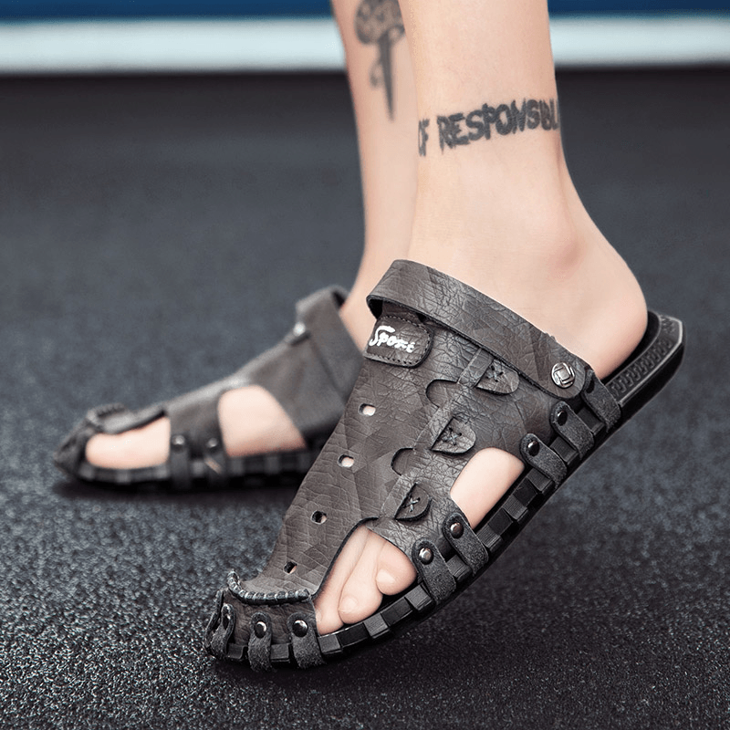 Men Microfiber Two-Ways Lightweight Slip Resistant Casual Sandals - Trendha