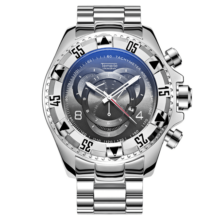TEMEITE 020G Fashion Men Watch Large Dial Luminous Date Display Quartz Watch - Trendha
