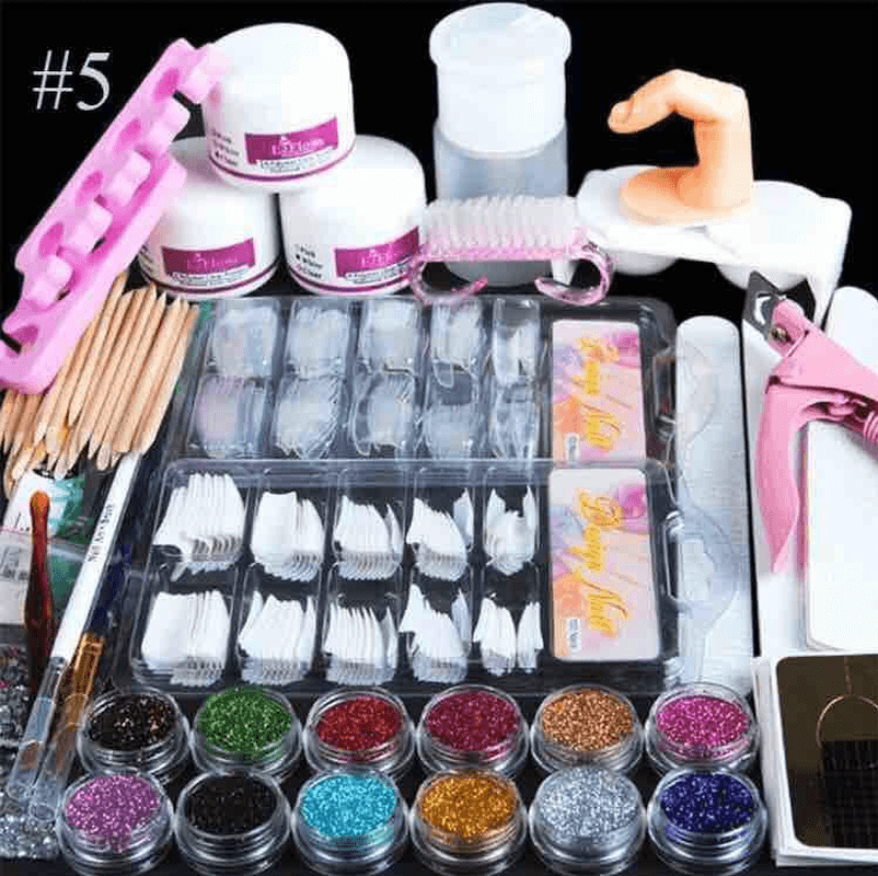 Full Set of Crystal Powder White Powder Transparent Set 12 Color Glitter Nail Art Set - Trendha