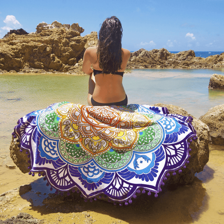 Honana WX-91 Bohemian Tapestry Totem Lotus Beach Towels Yoga Mat Camping Mattress Bikini Cover - Trendha