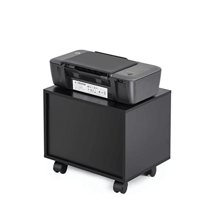 15Inch Wood Two-Tier Black Printer/Fax Stands Storage Workspace Organizer with Wheels - Trendha