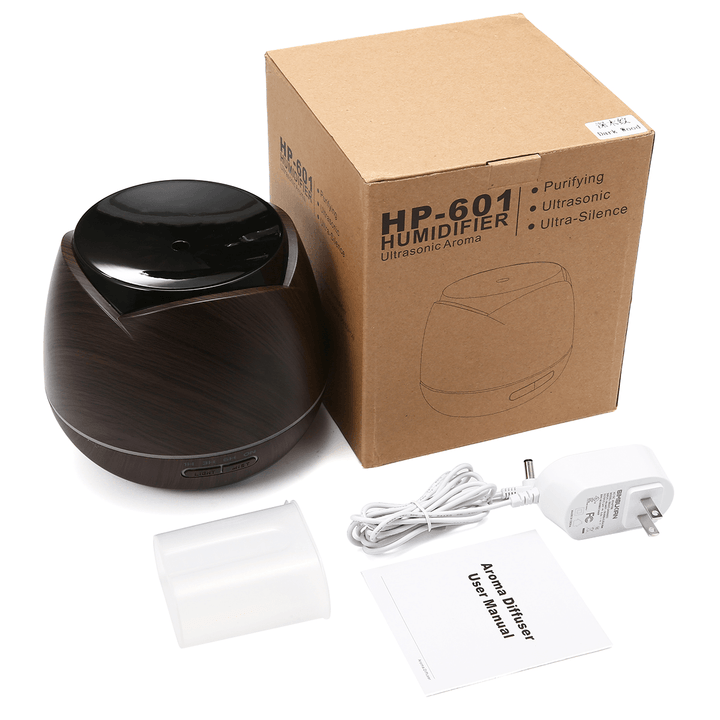 Luckyfine 7Color Light 400ML Wood Grain Aromatherapy Diffuser Portable Ultrasonic Cool Mist Humidifier - Trendha