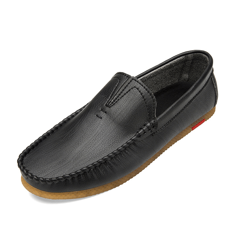 Men Microfiber Breathable Comfy Bottom Slip on Driving Casual Leather Loafers Shoes - Trendha