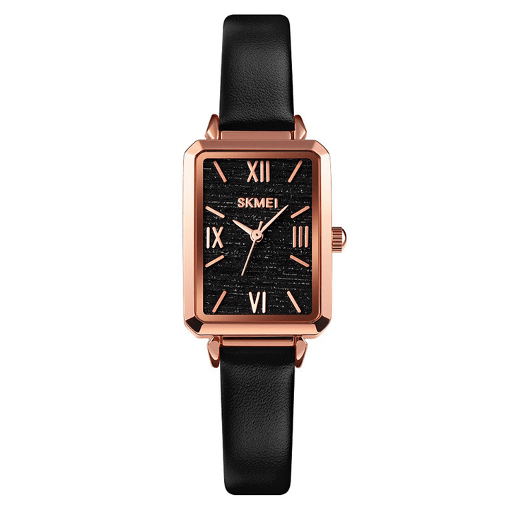 SKMEI 1706 Textured Dial Ultra Thin Ladies Wrist Watch Fashionable Leather Band Quartz Watch - Trendha