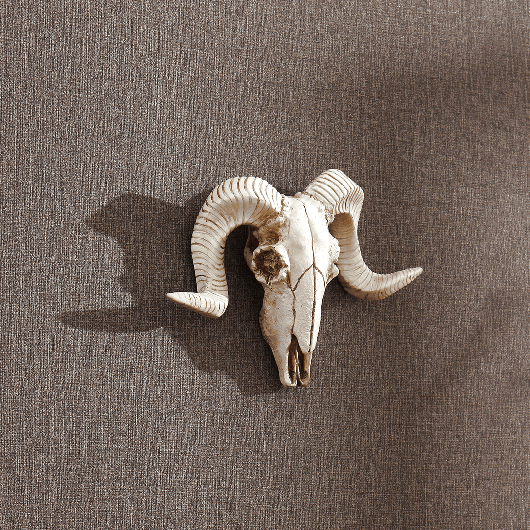 Wall Hanging Resin Ram Skull Ornament Sheep Head Animal Art Sculpture Decorations - Trendha