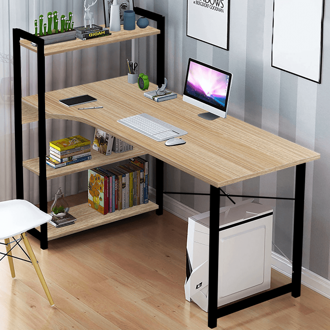 Computer Laptop Desk Writing Study Table Bookshelf Desktop Workstation with Storage Racks Home Office Furniture - Trendha