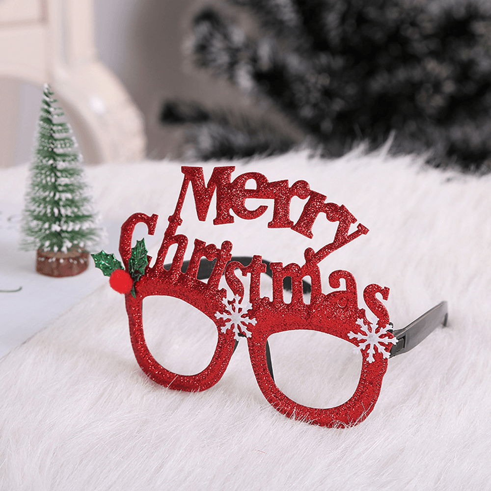 Christmas Cartoon Hat Letter Snowman Tree Glasses Frame Children Adult Party Dress up Toy for Home Decorations Gift - Trendha