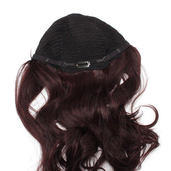 Long Charming Side Bang Human Hair Wig Virgin Remy Mono Top Capless - Trendha