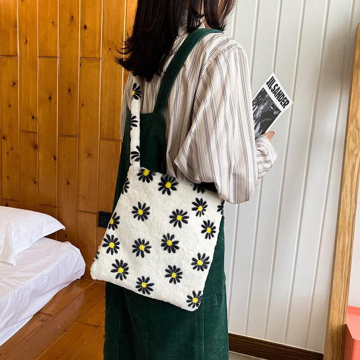 Women Felt Large Capacity Soft Cute Floral Animal Leopard Pattern Shoulder Bag Handbag Crossbody Bag - Trendha