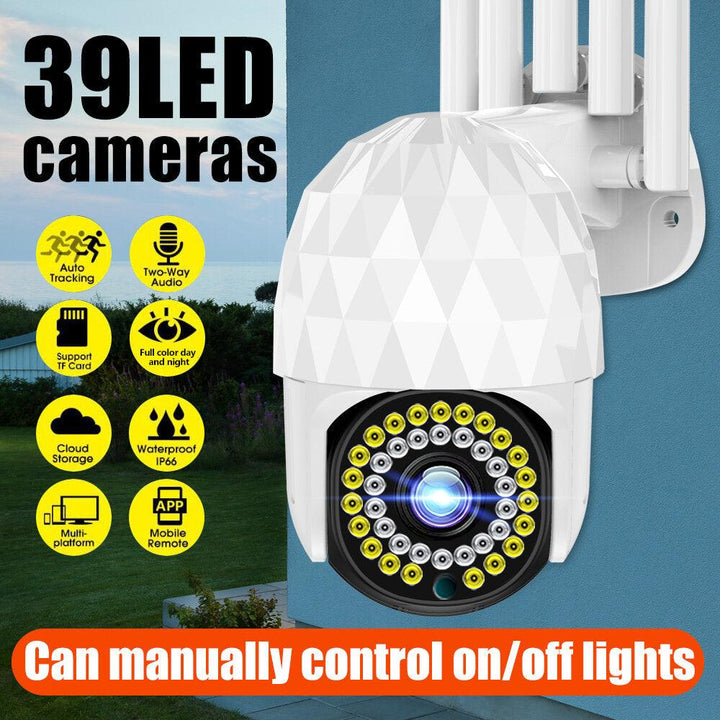 Guudgo 1080P 39 LED Outdoor PTZ IP Camera Two Way Audio Wifi Camera Auto Waterproof Night Vision CCTV Video Surveillance - Trendha