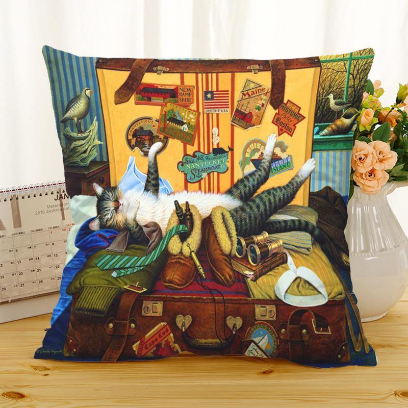 Retro Style Cats Linen Cotton Cushion Cover Home Sofa Art Decor Throw Pillow case - Trendha