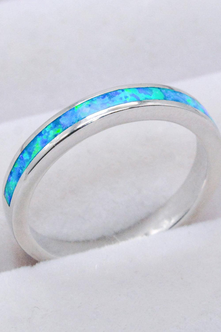 925 Sterling Silver Opal Ring in Sky Blue - Trendha