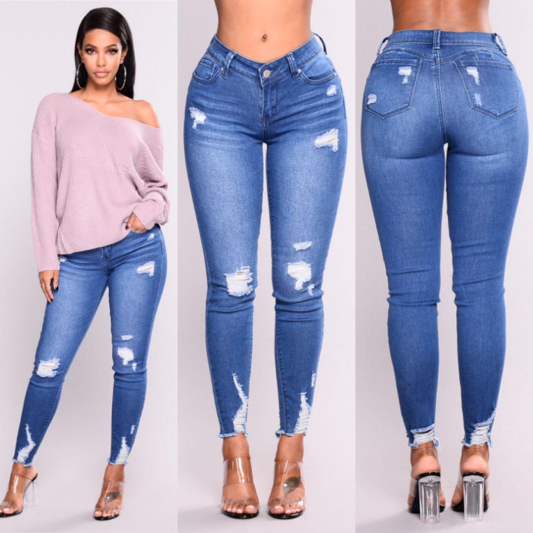 High waist stretch slim pencil feet pants - Trendha
