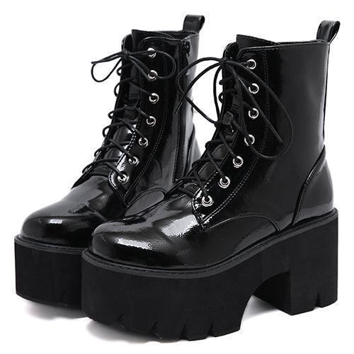 Lace-up high heel boots