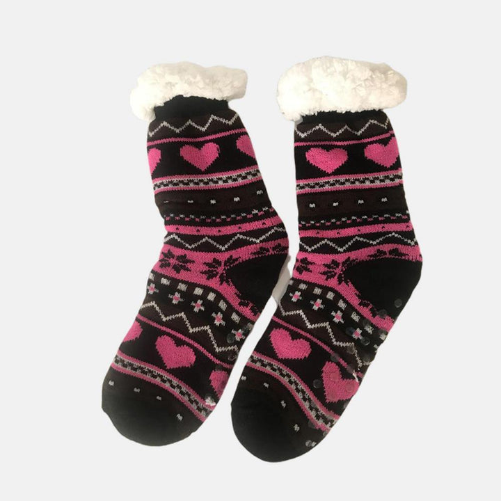 Christmas Jacquard And Velvet Anti-ski Socks - Trendha