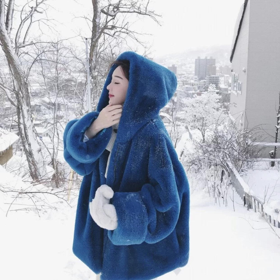 Loose Fur Faux Rex Rabbit Plush Sweater Coat
