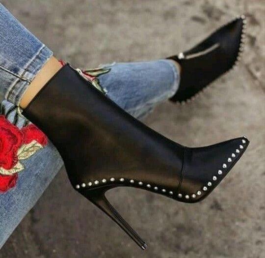 Studded zipper boots - Trendha
