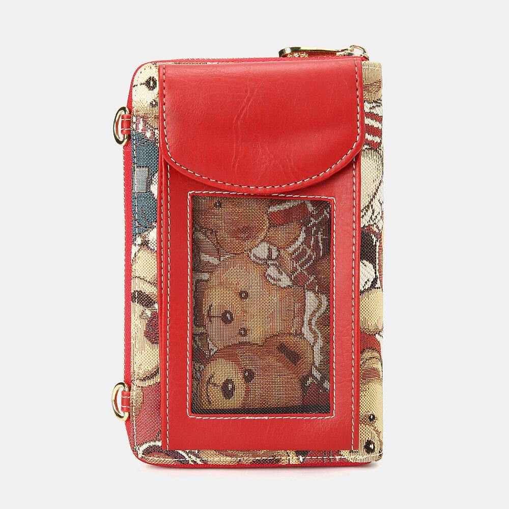 Women Bear Pattern 12 Card Slots Phone Purse Crossbody Bag Clutches Bag - Trendha