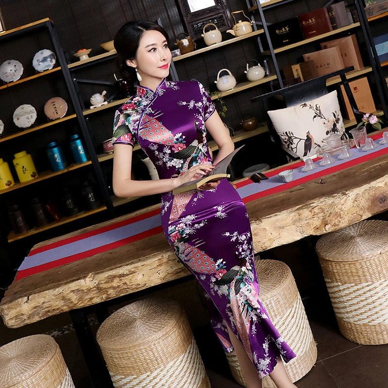 Chinese style spring and summer improved cheongsam dress long - Trendha
