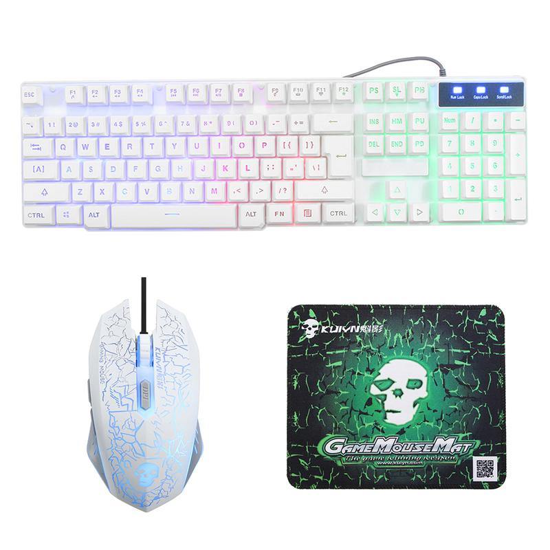 Rainbow Backlight USB Wired Gaming Keyboard 2400DPI LED Mouse Combo with Mouse Pad - Trendha