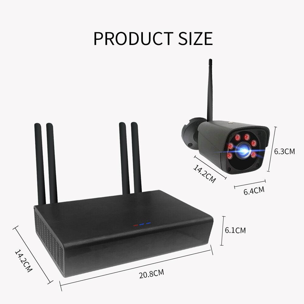GUUDGO 4CH 2.0MP 1080P Wireless Black Surveillance Camera System Kits outdoor/Indoor Weatherproof P2P CCTV Monitoring Kit - Trendha