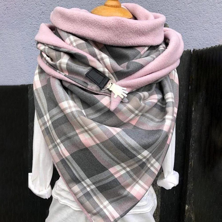 Women Cotton Plus Thick Keep Warm Winter Outdoor Casual Lattices Pattern Contrast Color Multi-purpose Scarf Shawl - Trendha