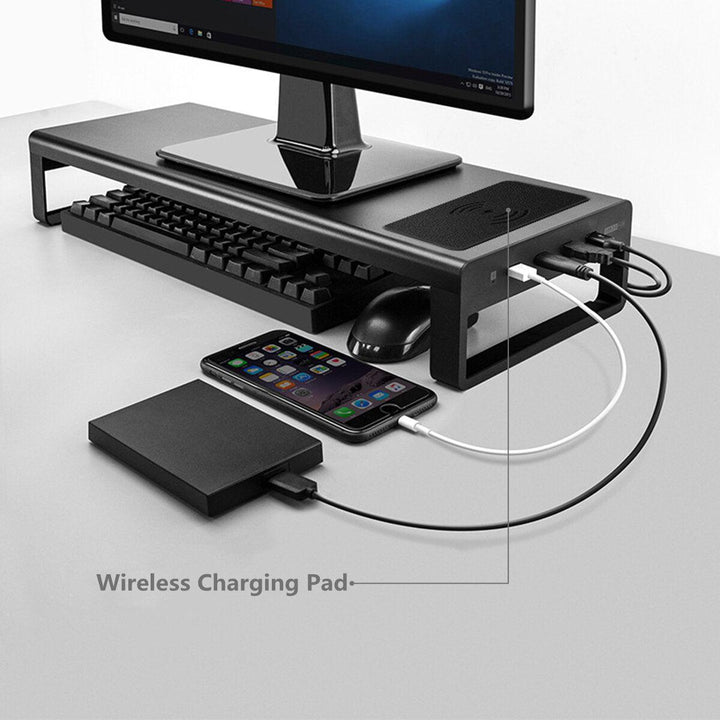 Multifunction Computer Laptop Macbook USB HUB Base Stand Holder With QI WIreless Charger - Trendha